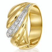 Anello - 18 carati Oro bianco, Oro giallo - 0.10ct. tw. Diamante (Naturale)