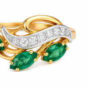 Anello - 14 carati Oro bianco, Oro giallo - 0.61ct. tw. Smeraldo - Diamante