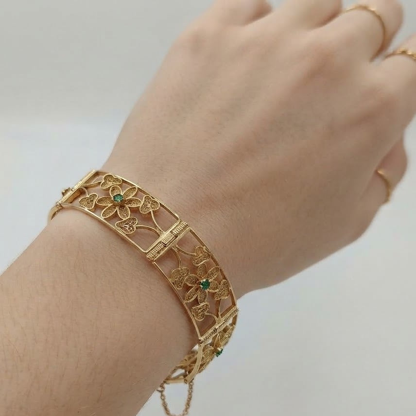 Bracciale - 18 carati Oro giallo - 0.16ct. tw. Smeraldo - Made in Italy - HandMade