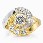 Anello - 18 carati Oro bianco, Oro giallo - 0.90ct. tw. Diamante (Naturale)