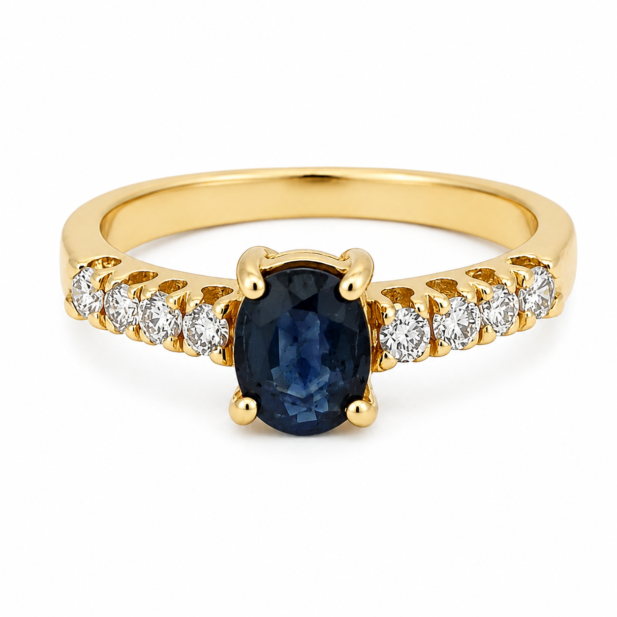 Anello - 18 carati Oro giallo - 0.74ct. tw. Zaffiro - Diamante - Made in Italy - Handmade