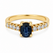 Anello - 18 carati Oro giallo - 0.74ct. tw. Zaffiro - Diamante - Made in Italy - Handmade