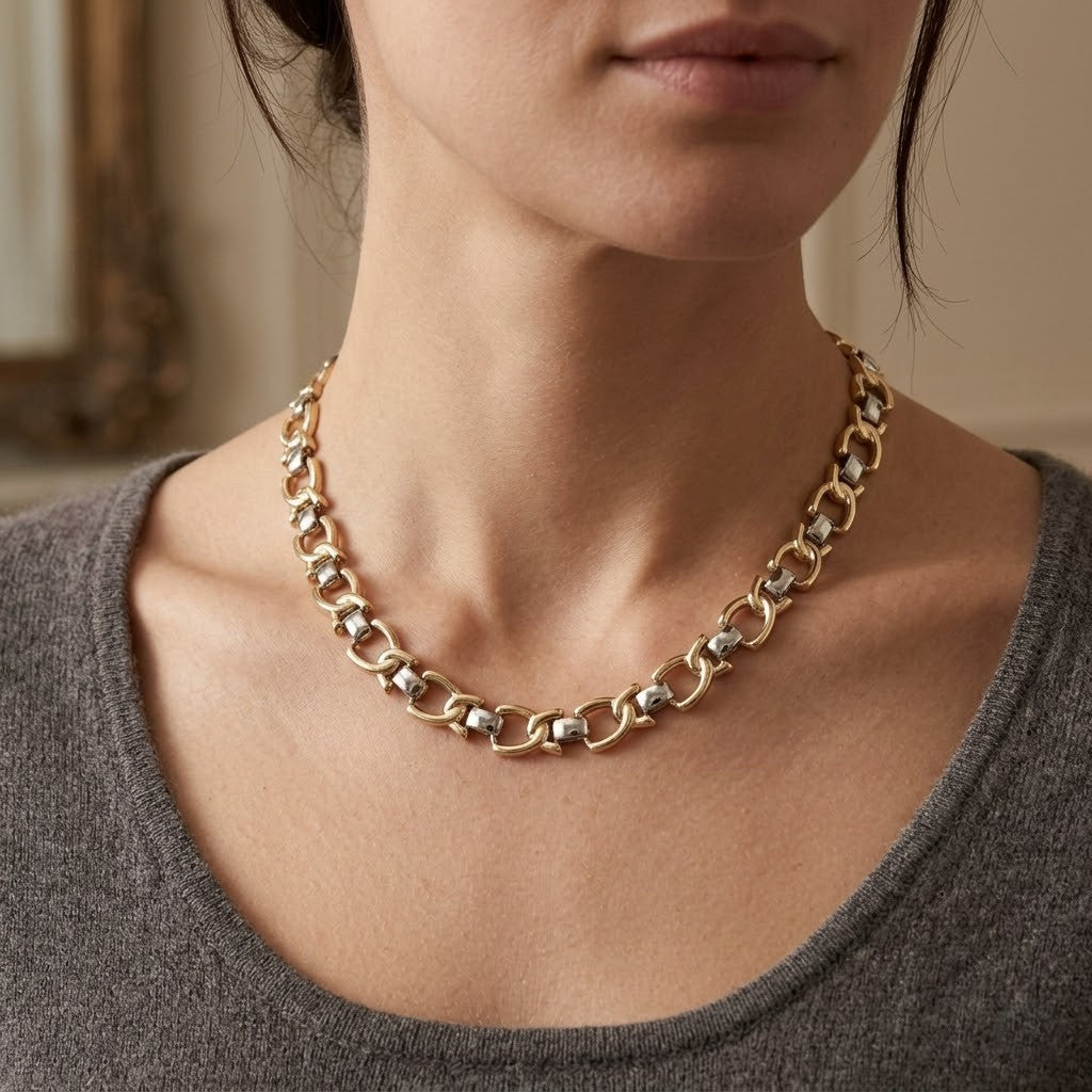 Collana - 18 carati Oro giallo, Oro bianco - Made in Italy - Handmade