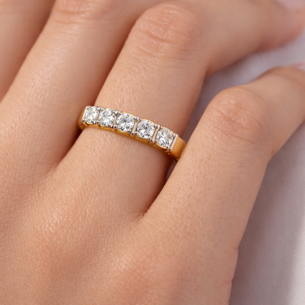 Anello - 18 carati Oro bianco, Oro giallo - 0.98ct. tw. Diamante (Naturale)