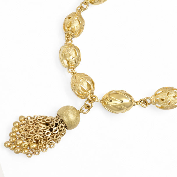 Bracciale unisex in oro giallo 18 carati con elementi ovali lavorati