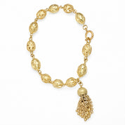 Bracciale unisex in oro giallo 18 carati con elementi ovali lavorati