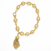 Bracciale unisex in oro giallo 18 carati con elementi ovali lavorati