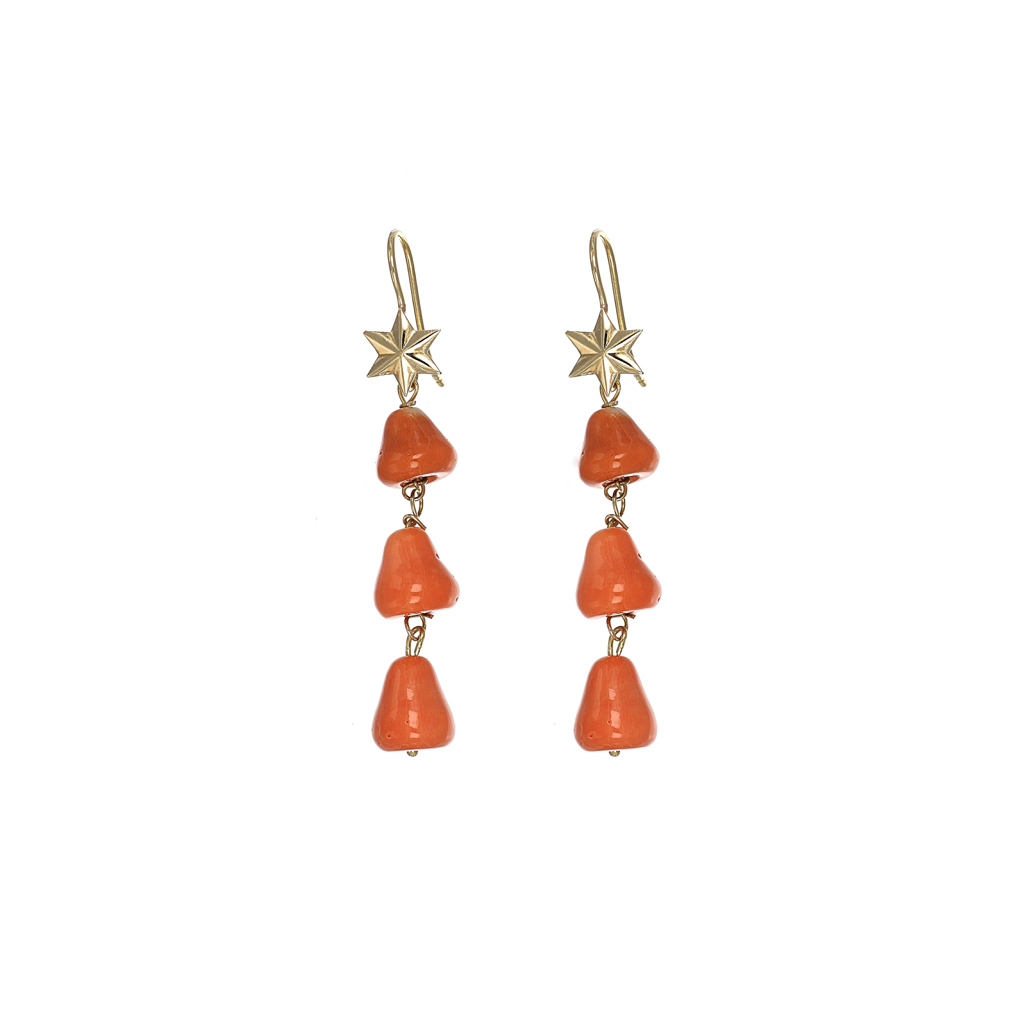 Orecchini - 18 carati Oro giallo - Corallo