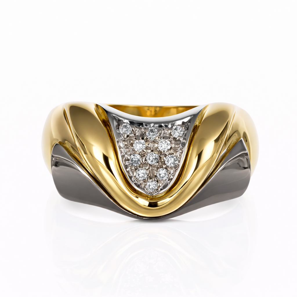 Anello - 18 carati Oro bianco, Oro giallo - 0.11ct. tw. Diamante (Naturale)