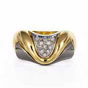 Anello - 18 carati Oro bianco, Oro giallo - 0.11ct. tw. Diamante (Naturale)