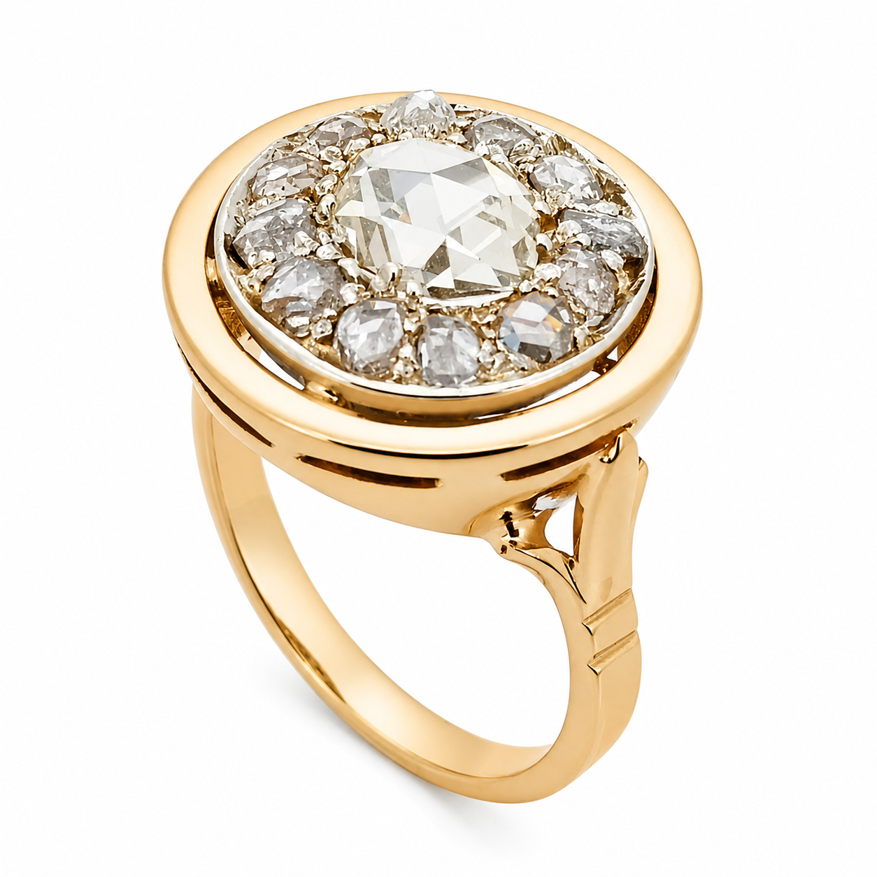 Anello - 18 carati Oro giallo, Argento - 1.80ct. tw. Diamante (Naturale) - Made in Italy - Handmade