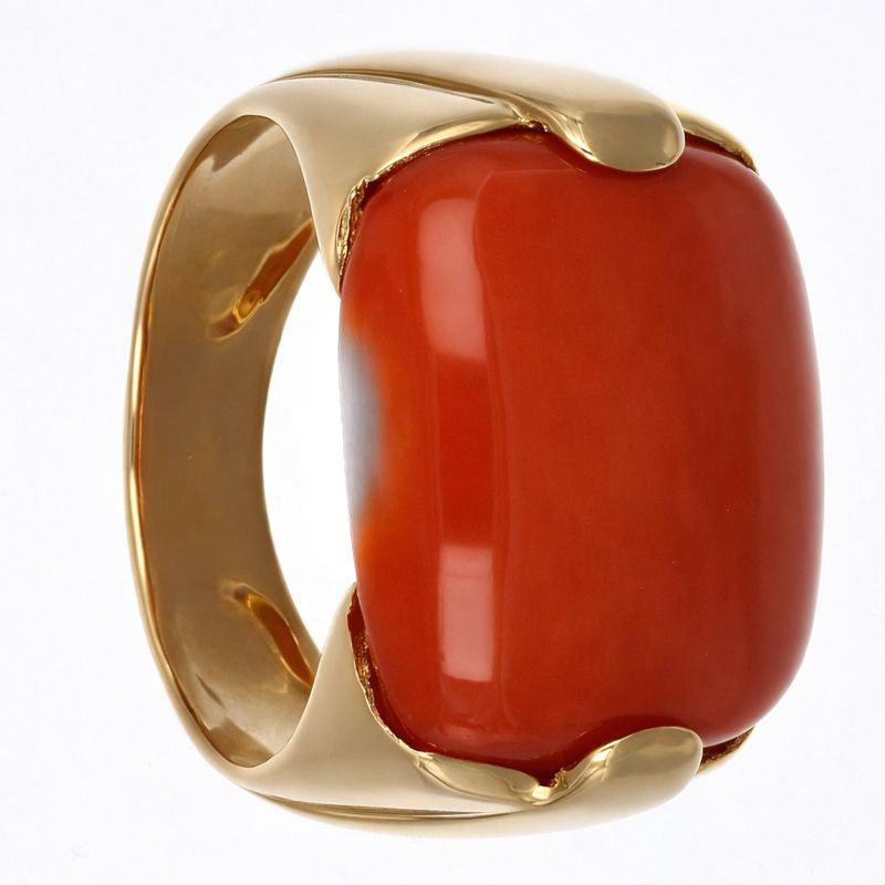 Anello - 18 carati Oro giallo Corallo