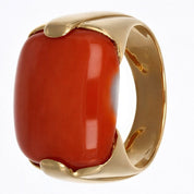 Anello - 18 carati Oro giallo Corallo