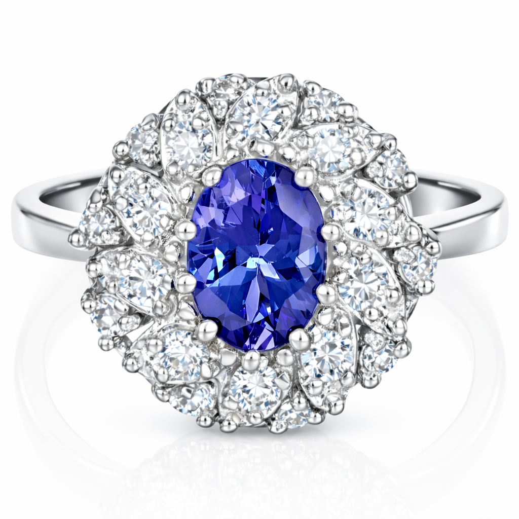 Anello - 18 carati Oro bianco - 1.85ct. tw. Tanzanite - Diamante