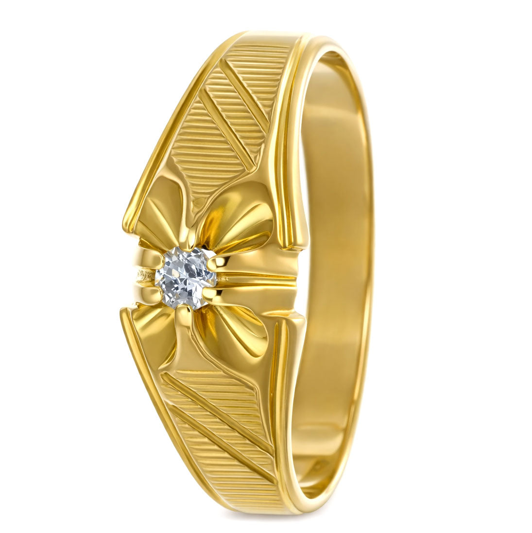 Anello - 18 carati Oro giallo - 0.08ct. tw. Diamante (Naturale)