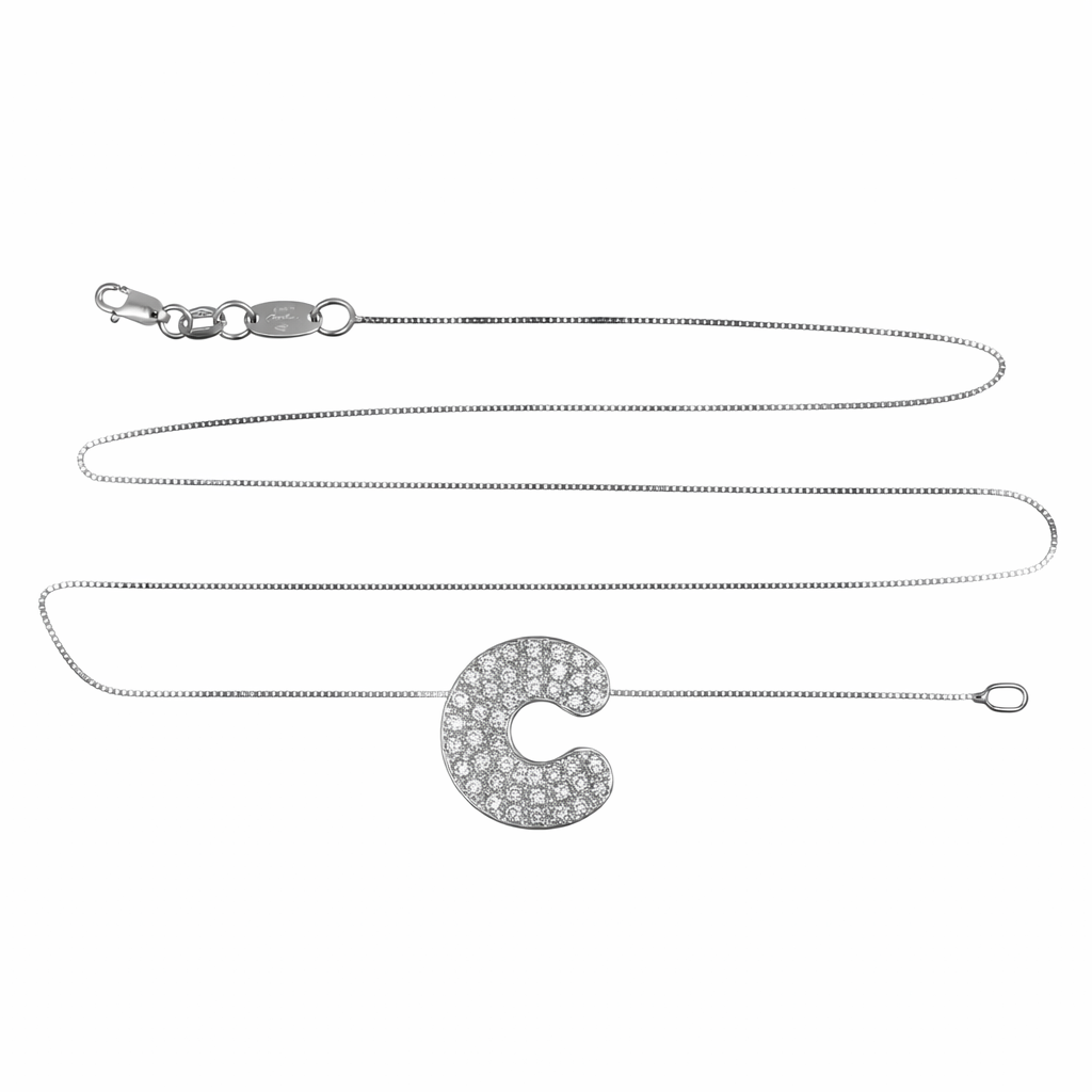 Collana con ciondolo - 18 carati Oro bianco - 0.44ct. tw. Diamante (Naturale) - Made in Italy - Handmade