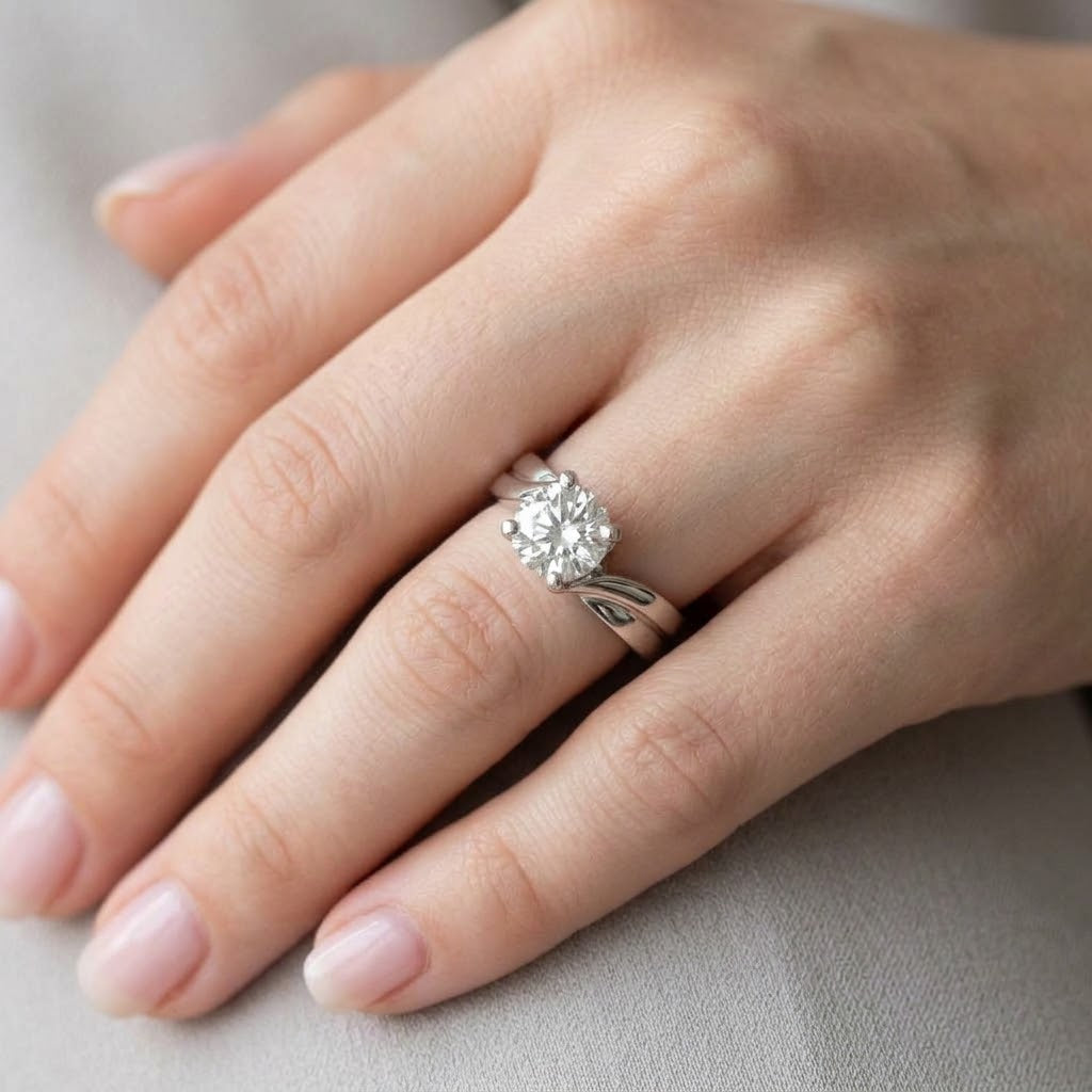 Anello - 18 carati Oro bianco - 0.80ct. tw. Diamante (Naturale) - Made in Italy - HandMade ?
