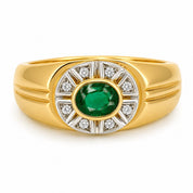 Anello - 18 carati Oro giallo, Oro bianco - 0.62ct. tw. Smeraldo - Diamante
