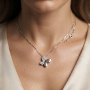 Collana con ciondolo - 18 carati Oro bianco - 0.17ct. tw. Diamante (Naturale) - Made in Italy - Handmade