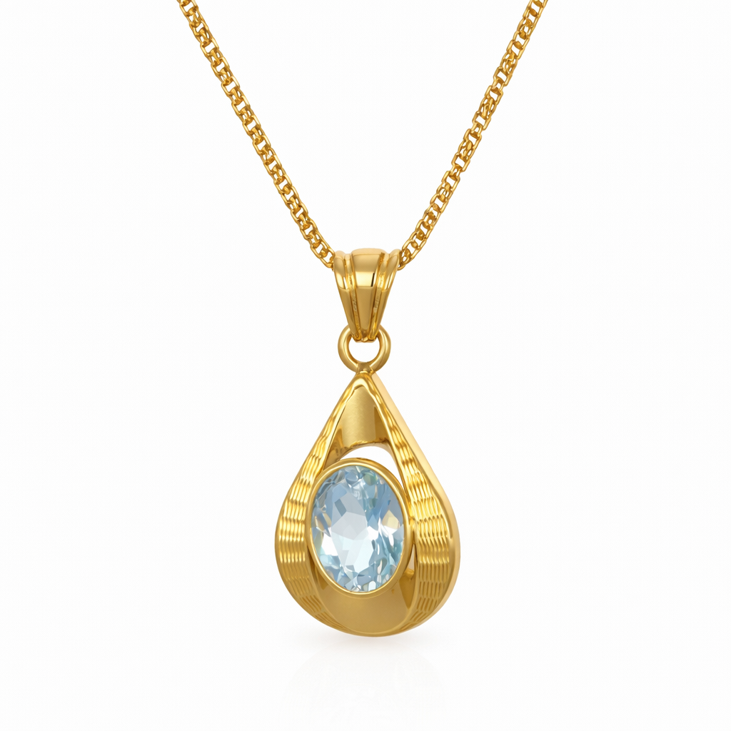 Collana con ciondolo - 18 carati Oro giallo - 1.85ct. tw. Acquamarina
