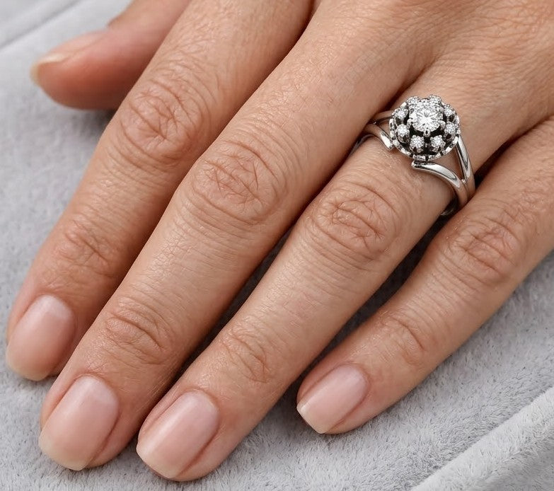 Anello - 18 carati Oro bianco - 0.26ct. tw. Diamante (Naturale) - Made in Italy - Handmade