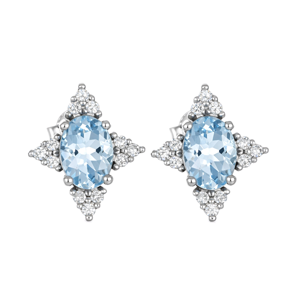 Orecchini - 18 carati Oro bianco - 1.72ct. tw. Acquamarina - Diamante