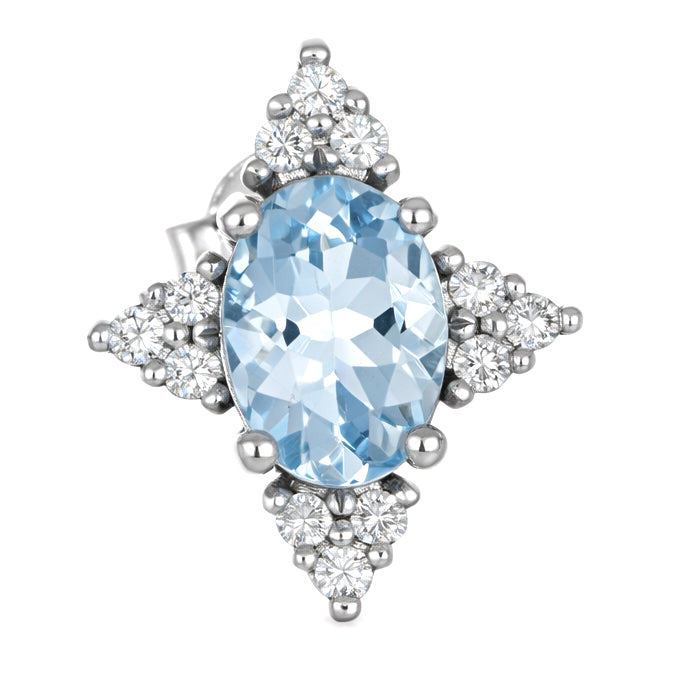 Orecchini - 18 carati Oro bianco - 1.72ct. tw. Acquamarina - Diamante