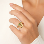 Anello - 18 carati Oro giallo - 0.02ct. tw. Smeraldo
