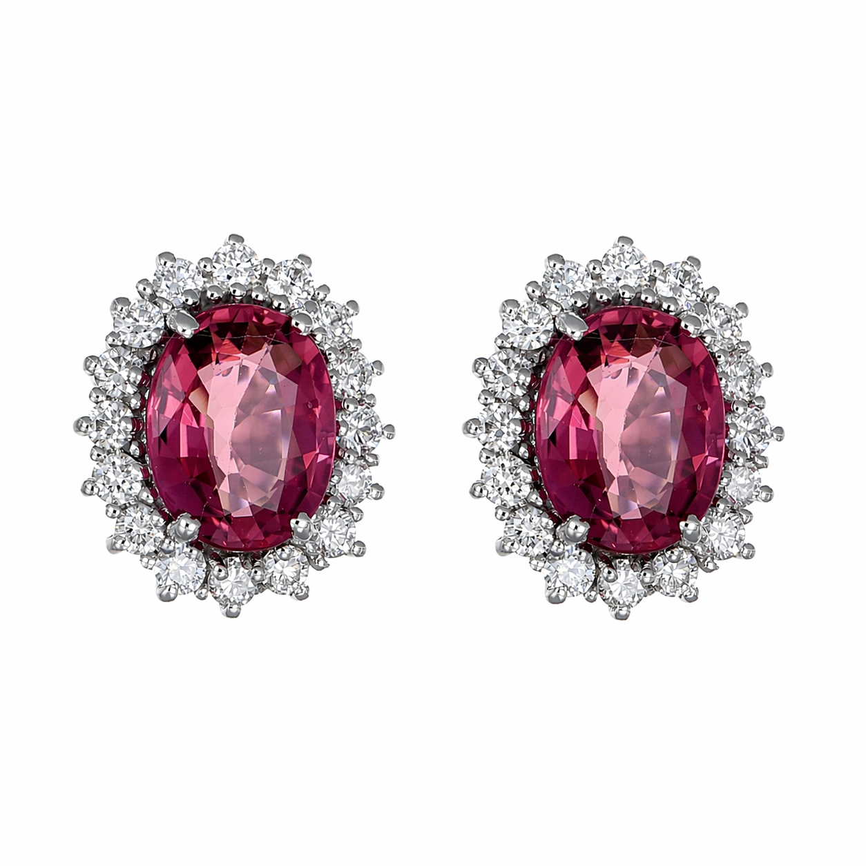 Orecchini - 18 carati Oro bianco - 4.61ct. tw. Tormalina - Diamante