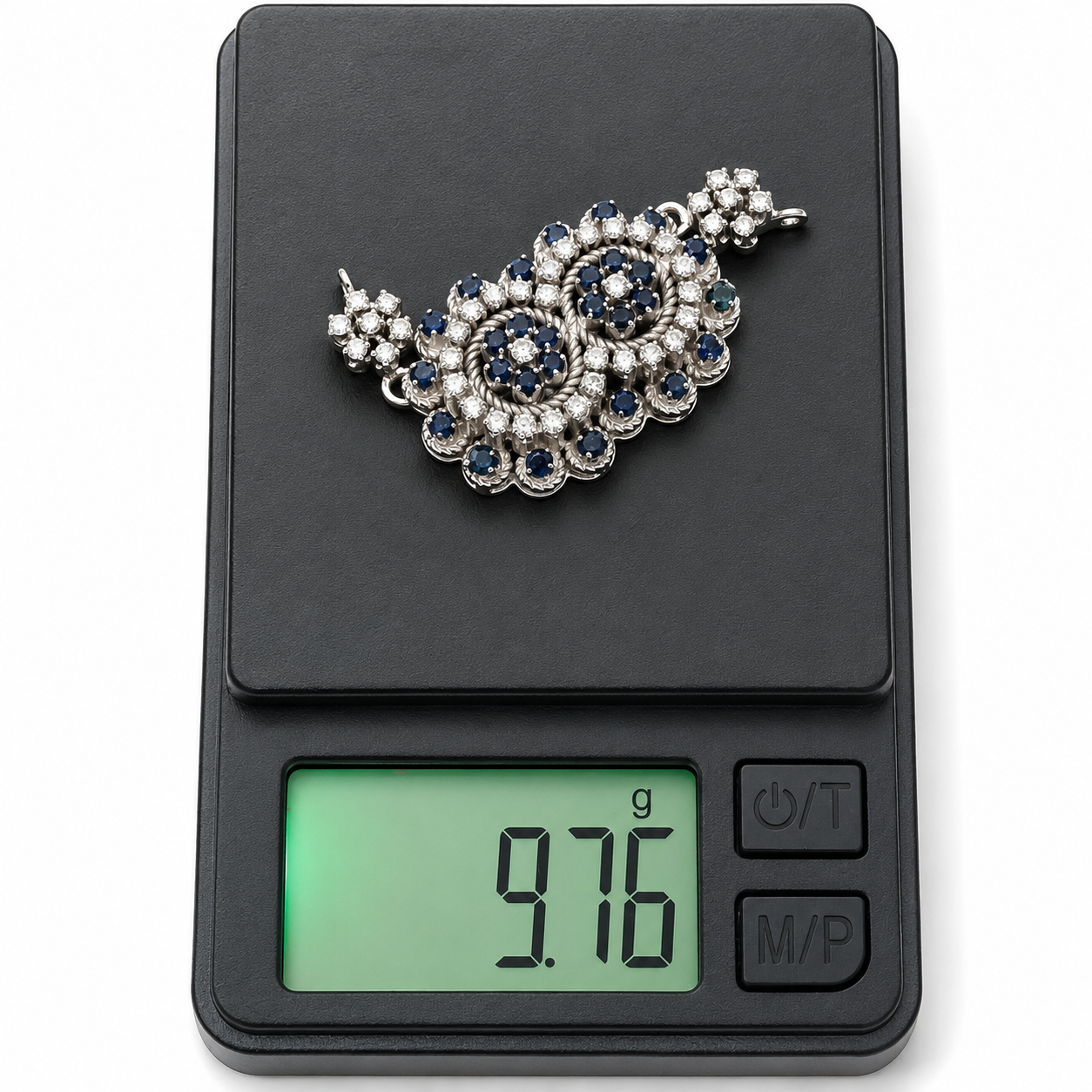 Chiusura per collana - 18 carati Oro bianco - 2.10ct. tw. Zaffiro - Diamante - Made in Italy - Handmade