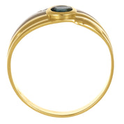 Anello - 18 carati Oro giallo, Oro bianco - 0.17ct. tw. Zaffiro - Diamante