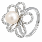 Anello - 18 carati Oro bianco - 0.25ct. tw. Diamante (Naturale) - Perla
