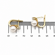 Orecchini - 18 carati Oro giallo - 0.20ct. tw. Diamante (Naturale) - Perla - Made in Italy - Handmade