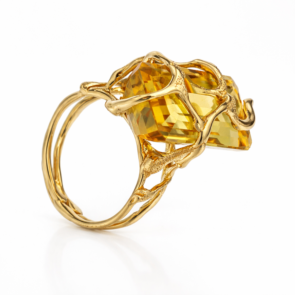 Anello in Oro Giallo 18 carati con pietra sintetica