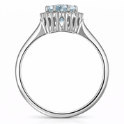 Anello - 18 carati Oro bianco Acquamarina - Diamante