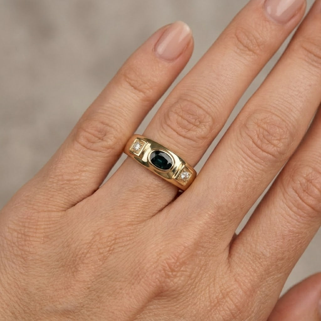 Anello - 18 carati Oro giallo - 0.66ct. tw. Zaffiro - Diamante - Made in Italy - Handmade