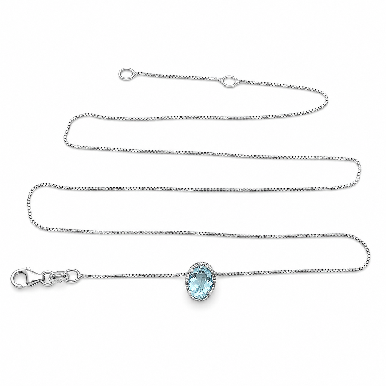 Collana con ciondolo - 18 carati Oro bianco - 0.66ct. tw. Acquamarina - Diamante