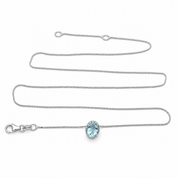 Collana con ciondolo - 18 carati Oro bianco - 0.66ct. tw. Acquamarina - Diamante