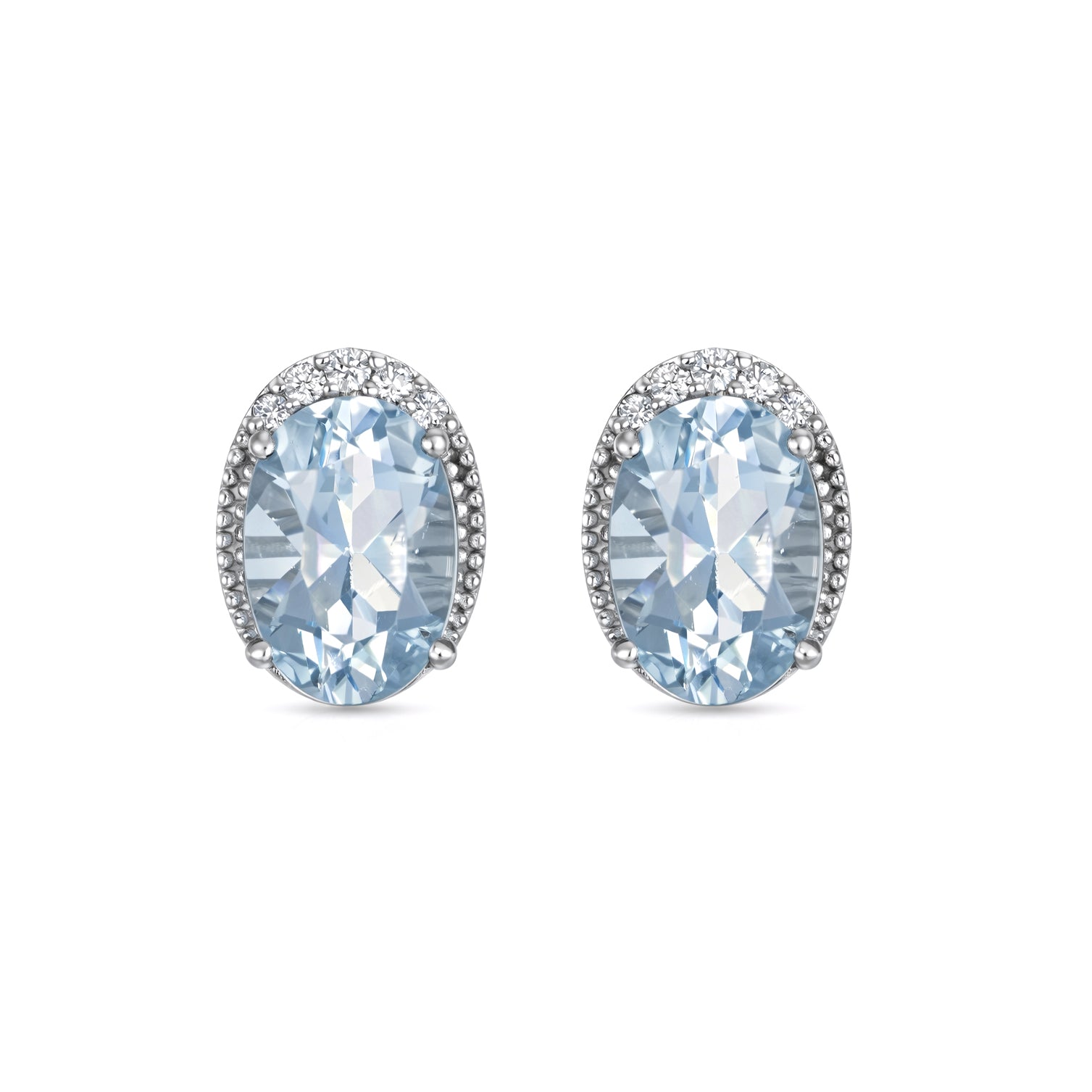 Orecchini - 18 carati Oro bianco - 1.50ct. tw. Acquamarina - Diamante
