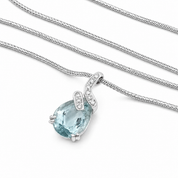 Collana con ciondolo - 18 carati Oro bianco - 2.59ct. tw. Acquamarina - Diamante - Made in Italy - Handmade