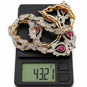 Collana - 18 carati Argento, Oro bianco - 10.13ct. tw. Rubino - Diamante