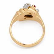 Anello - 18 carati Oro giallo, Oro bianco - 0.26ct. tw. Rubino - Diamante - Made in Italy - HandMade