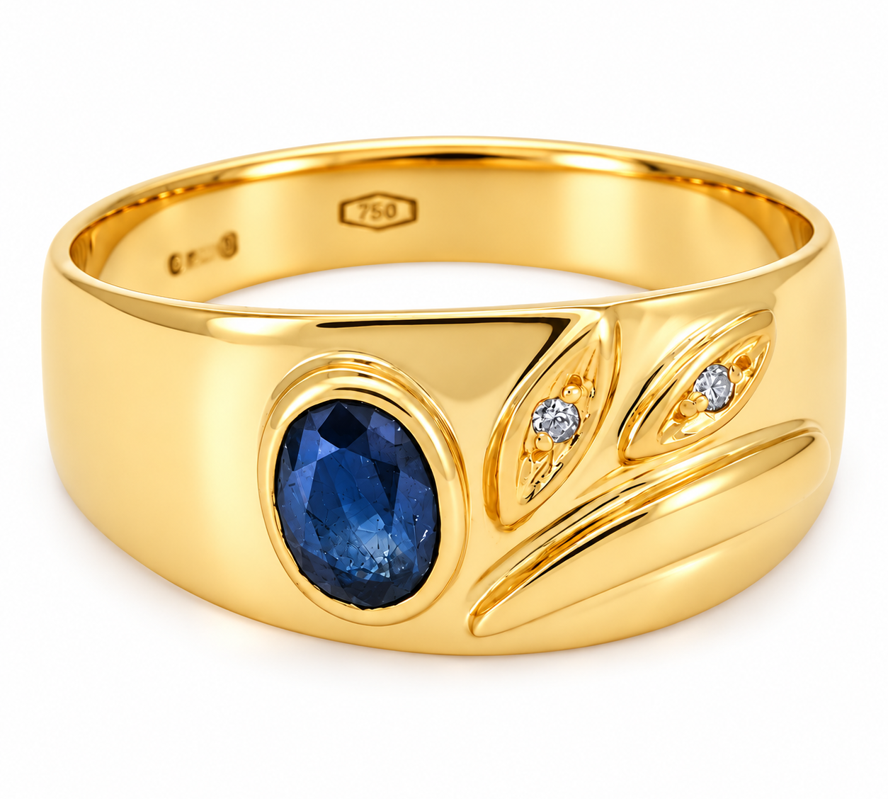 Anello - 18 carati Oro giallo - 0.92ct. tw. Zaffiro - Diamante - Made in Italy - HandMade