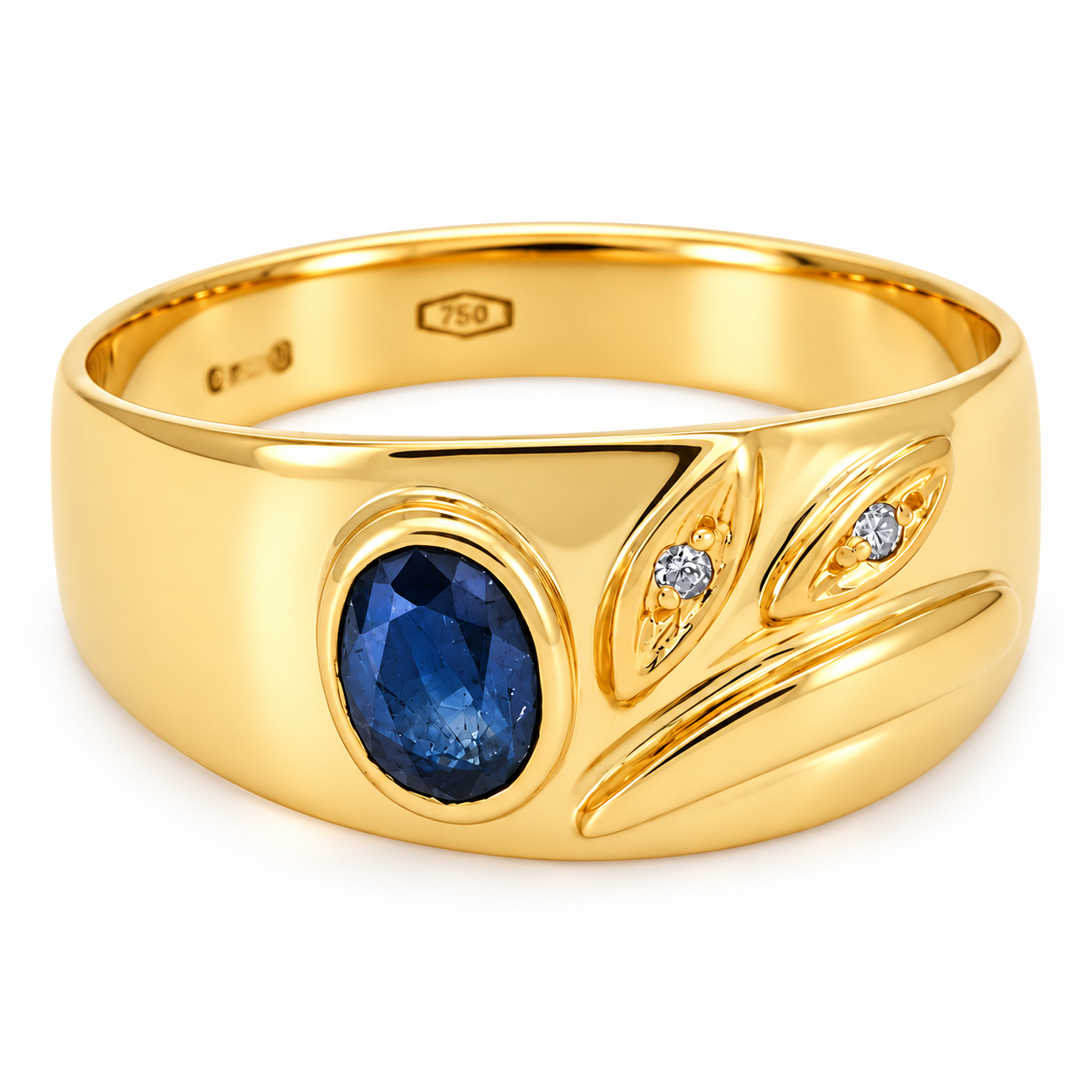 Anello - 18 carati Oro giallo - 0.92ct. tw. Zaffiro - Diamante - Made in Italy - HandMade