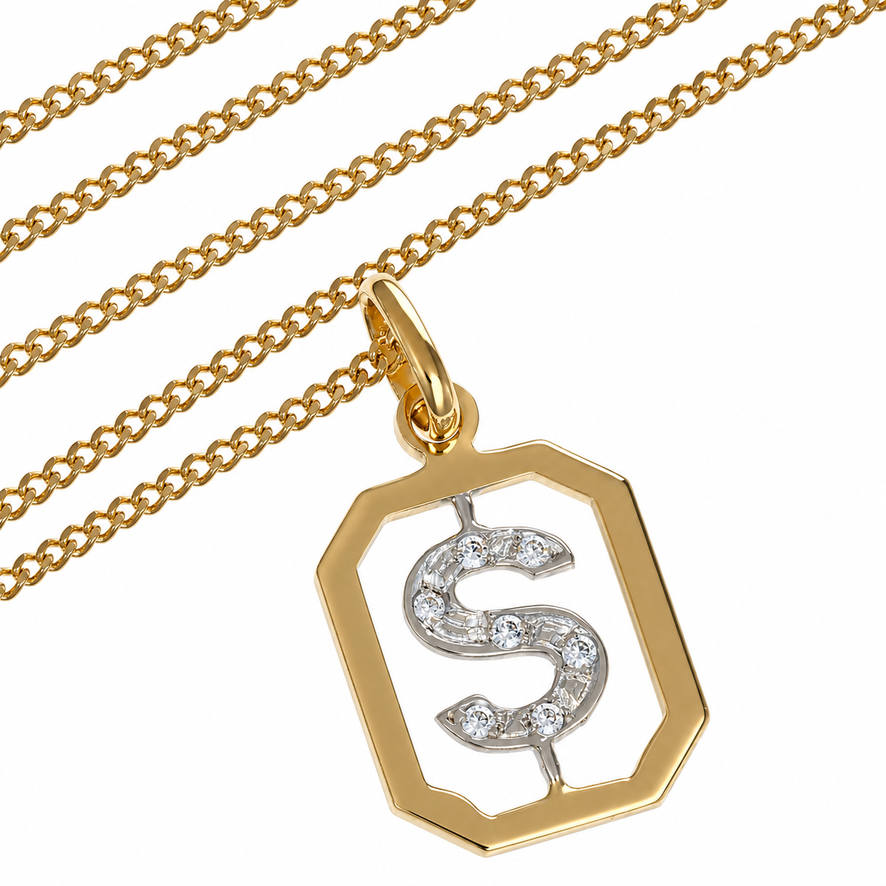 Collana con ciondolo - 18 carati Oro bianco, Oro giallo - 0.08ct. tw. Diamante (Naturale) - Made in Italy - Handmade