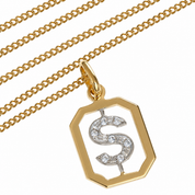 Collana con ciondolo - 18 carati Oro bianco, Oro giallo - 0.08ct. tw. Diamante (Naturale) - Made in Italy - Handmade