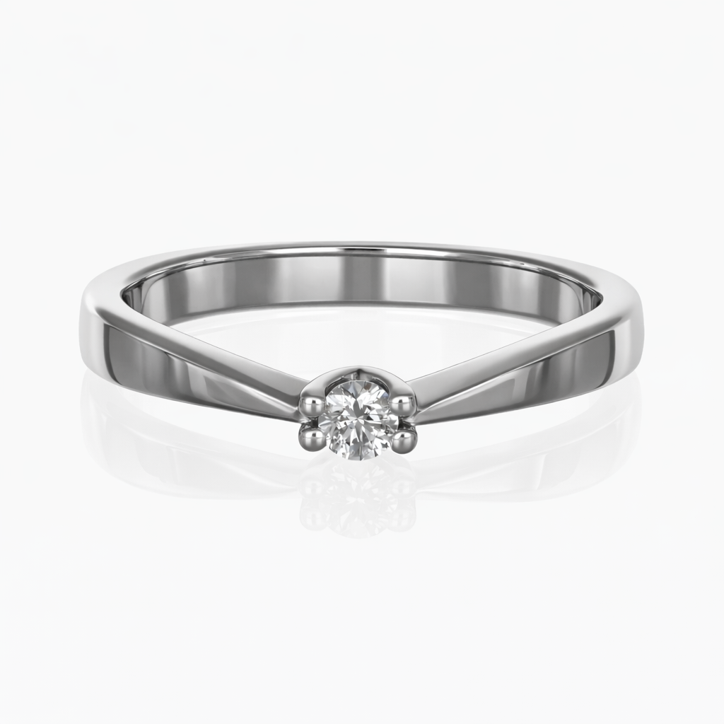 Anello - 18 carati Oro bianco - 0.10ct. tw. Diamante (Naturale)