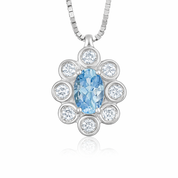 Collana con ciondolo - 18 carati Oro bianco - 0.89ct. tw. Acquamarina - Diamante