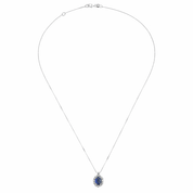 Collana con ciondolo - 18 carati Oro bianco - 0.43ct. tw. Zaffiro - Diamante