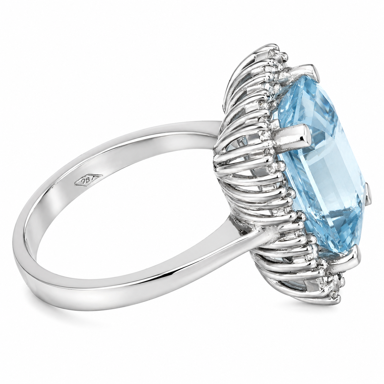 Anello - 18 carati Oro bianco - 6.01ct. tw. Acquamarina - Diamante - Made in Italy - Handmade
